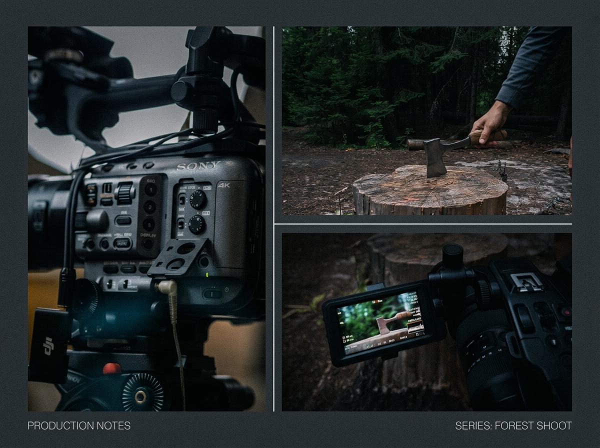 Video production behind the scenes collage